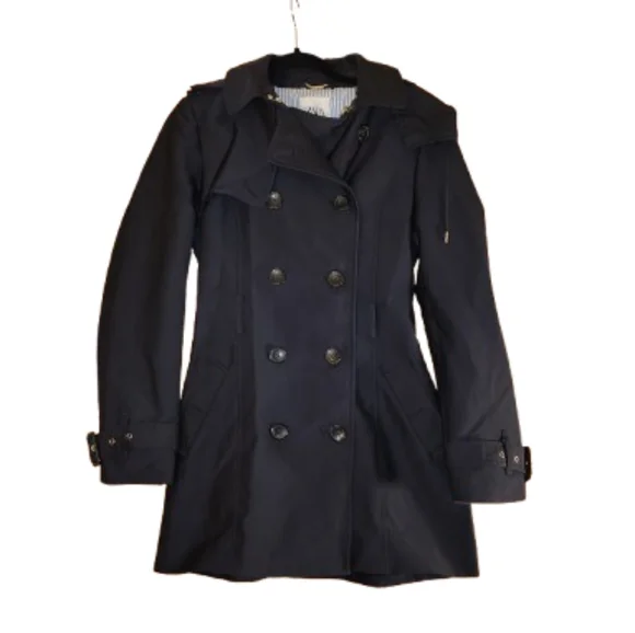 Navy Blue Zara Short Trench Coat (Detachable Hood) - Picture 1 of 9